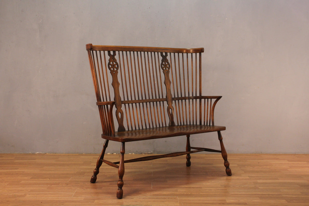 English Windsor-Style High-Back Settee - ONLINE ONLY