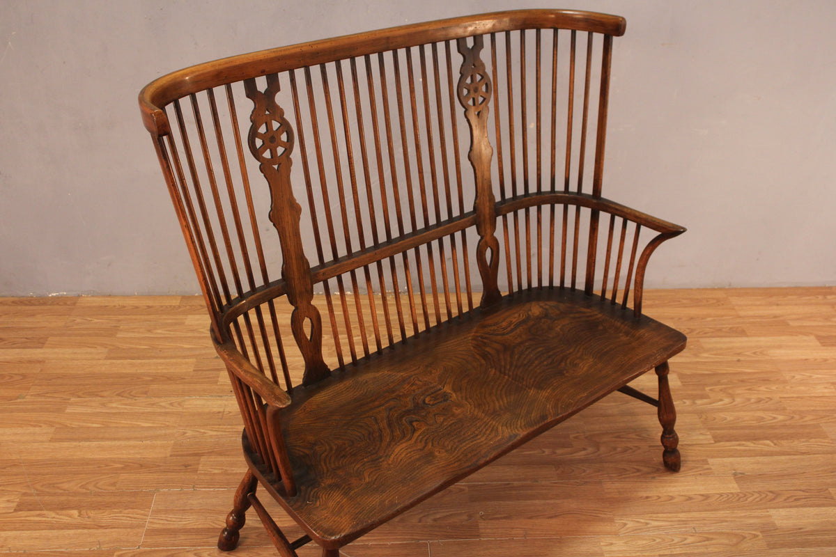 English Windsor-Style High-Back Settee - ONLINE ONLY