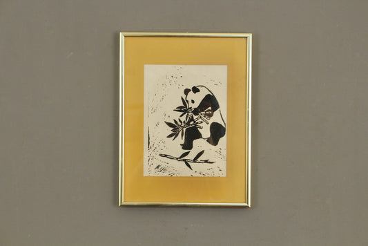 Small "Peckish Panda" Block Print