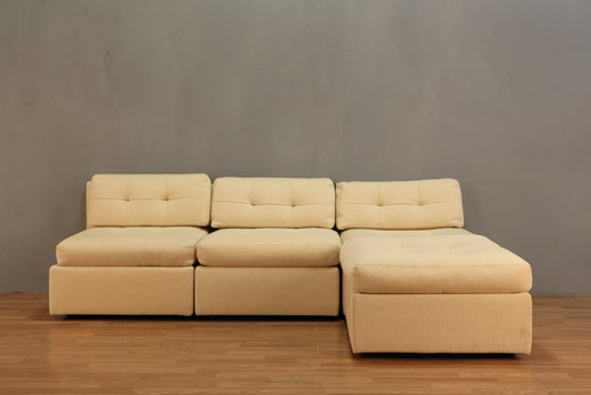 1980s Ecru 4-Piece Sofa & Ottoman - ONLINE ONLY