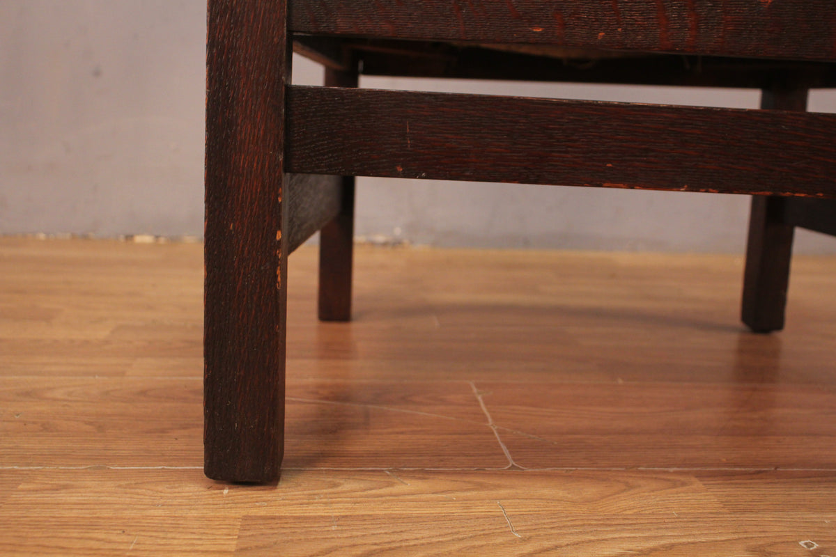 Arts and Crafts Oak & Floral Armchair