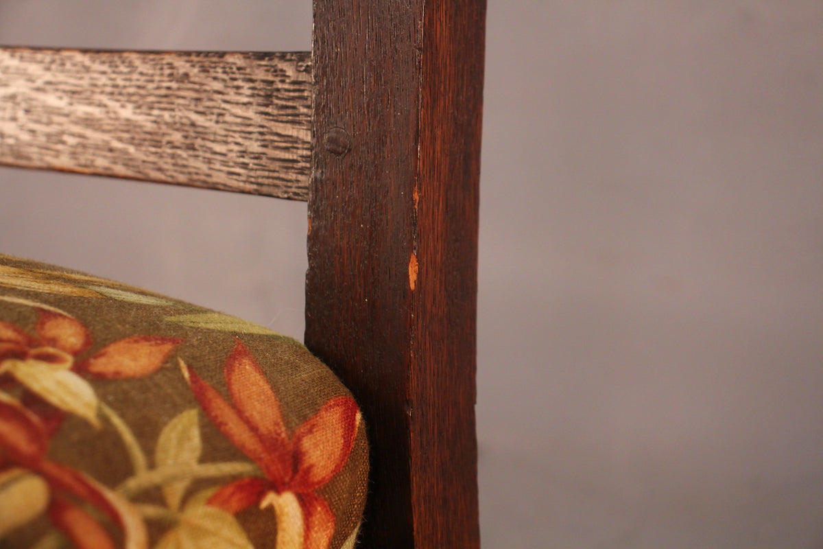 Arts and Crafts Oak & Floral Armchair