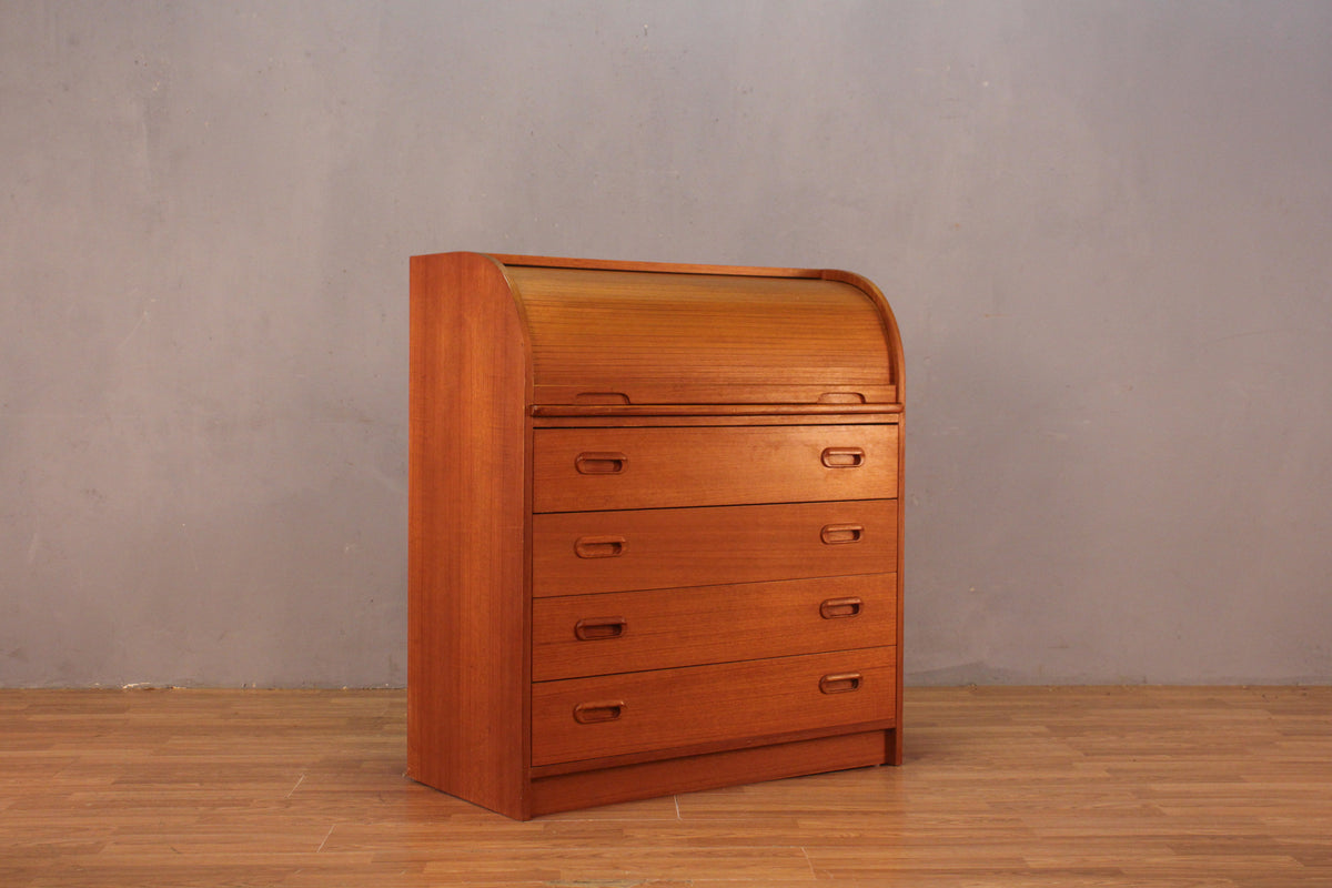 Teak 4-Drawer Secretary Desk