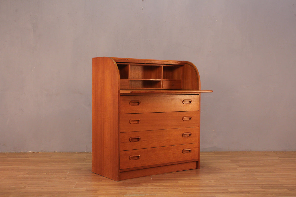 Teak 4-Drawer Secretary Desk
