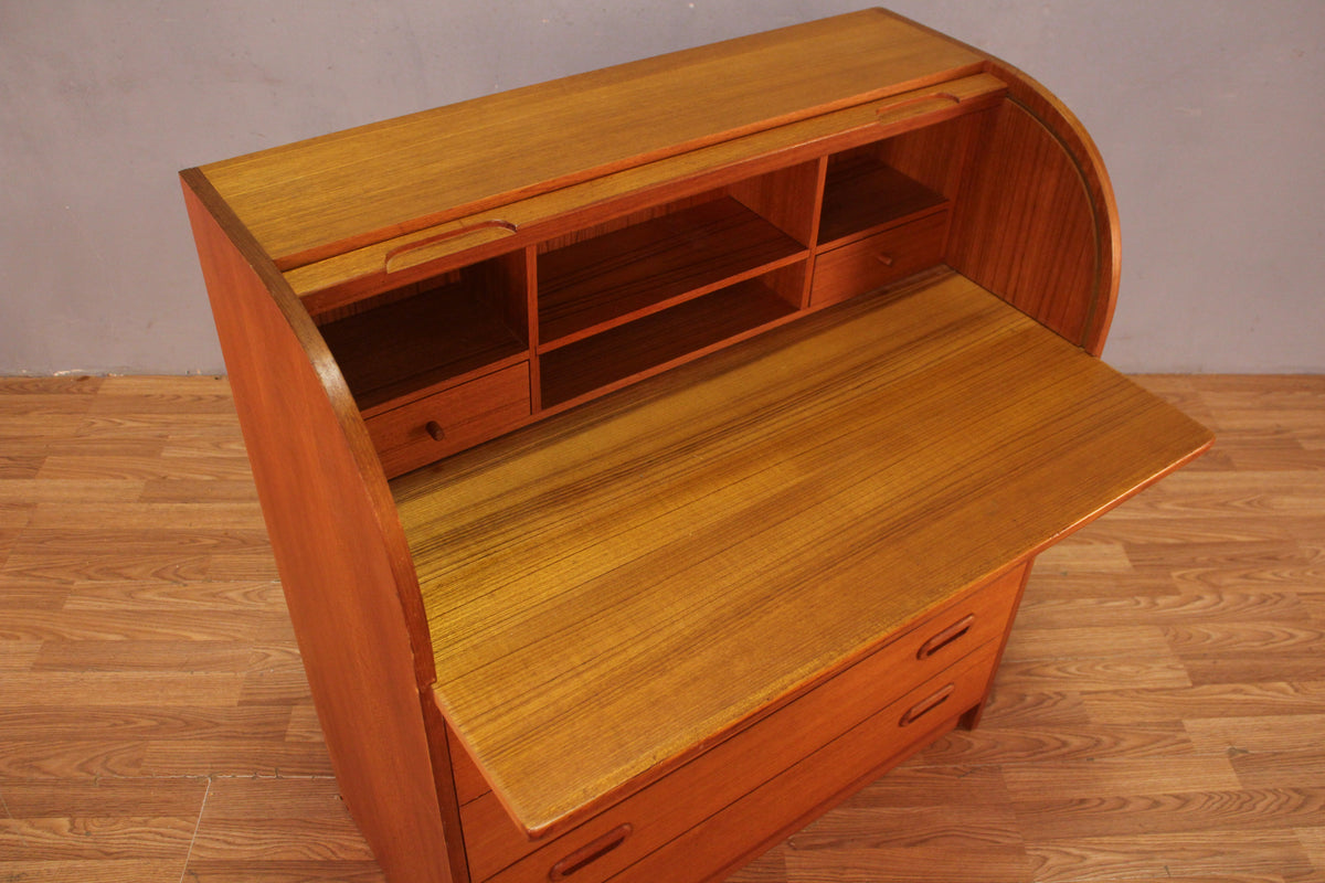 Teak 4-Drawer Secretary Desk
