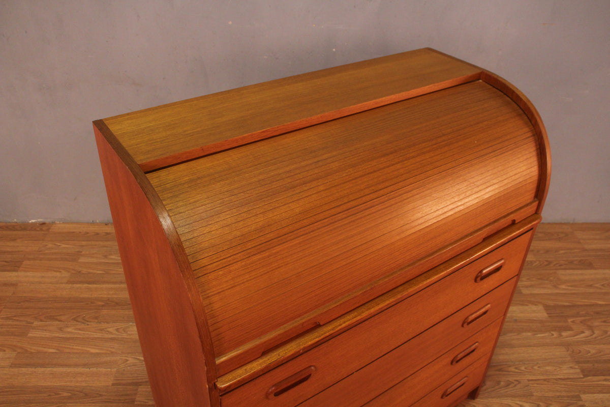 Teak 4-Drawer Secretary Desk