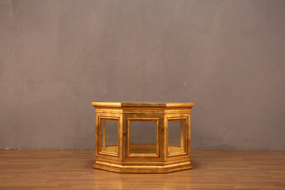 Octagonal Gold & Glass Display Coffee Table