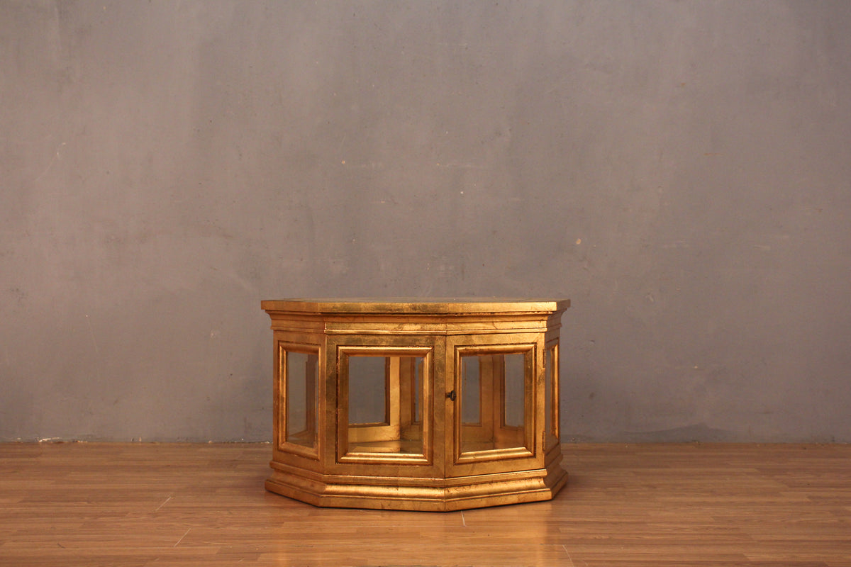 Octagonal Gold & Glass Display Coffee Table