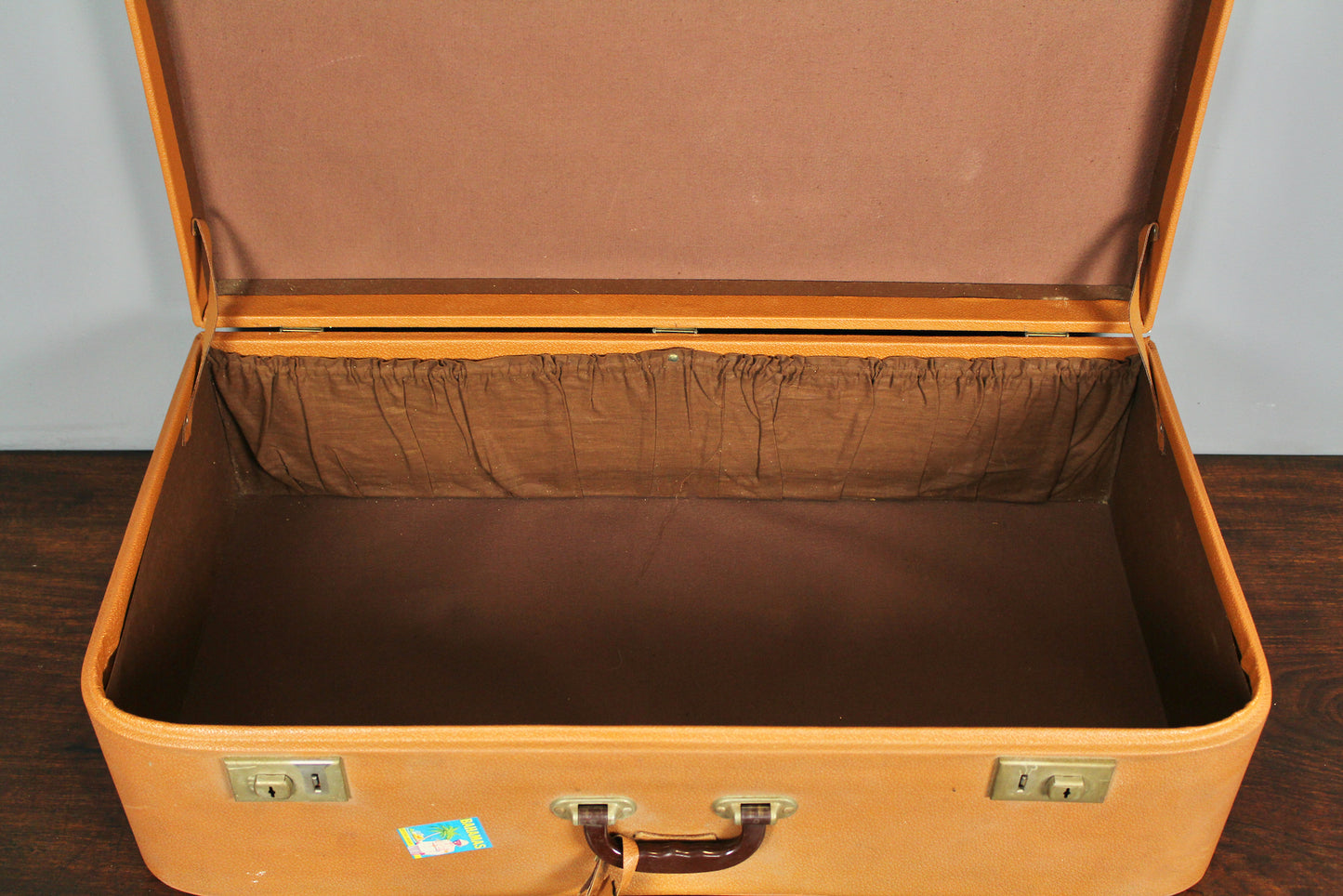 Large Caramel Vinyl Suitcase