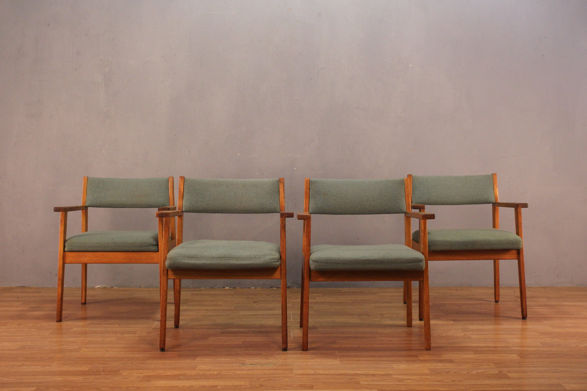 Mid Century Teal & Walnut Library Armchair