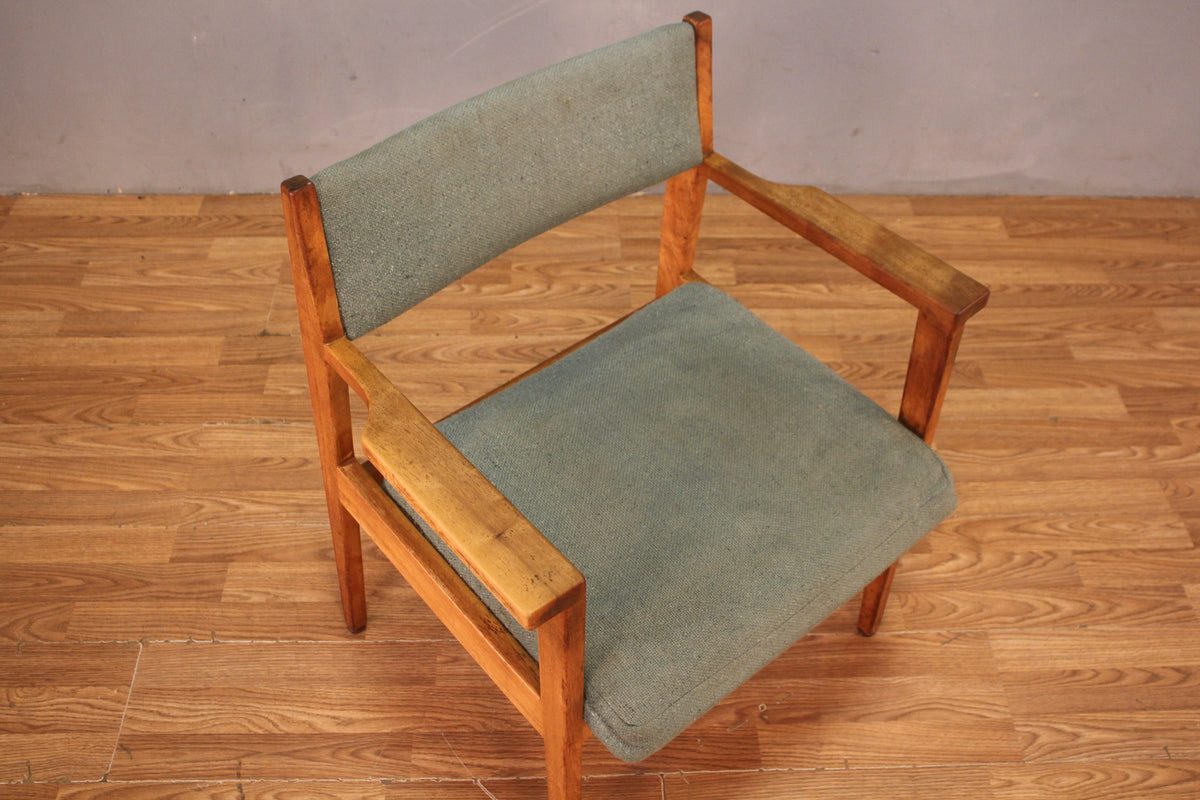 Mid Century Teal & Walnut Library Armchair