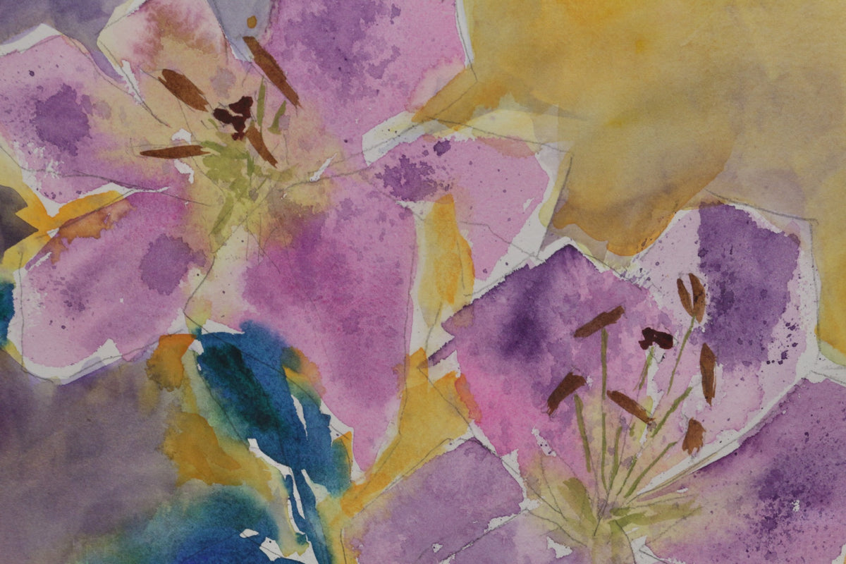 "Luminous Lilies" Watercolor Painting