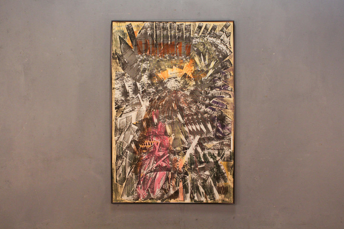 Large "The Week in Review" Mixed Media Collage