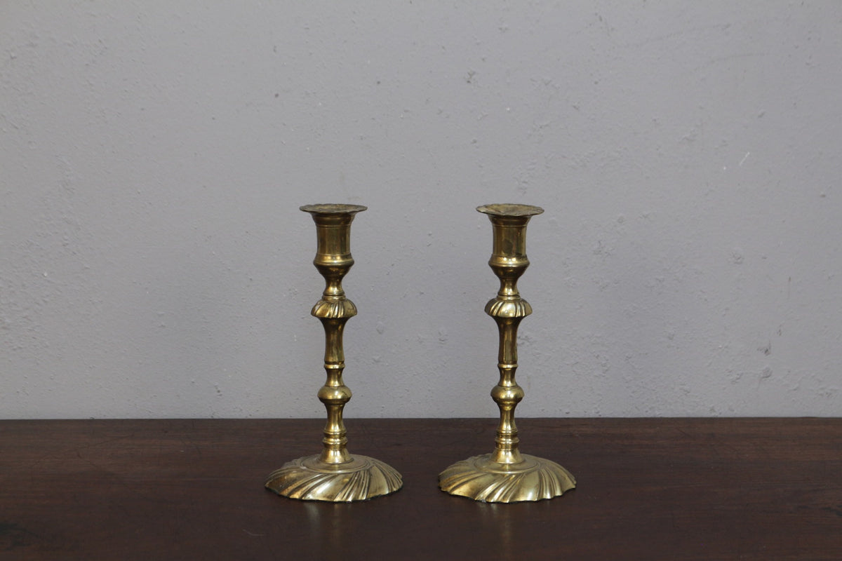Pair of Turned Brass Candlesticks