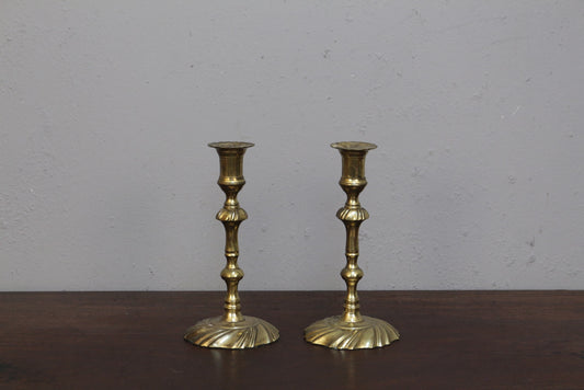 Pair of Turned Brass Candlesticks