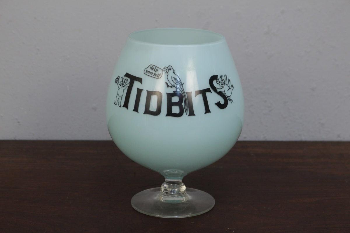 1950s West Virginia "Tidbits & Nuts" Glass Snack Set