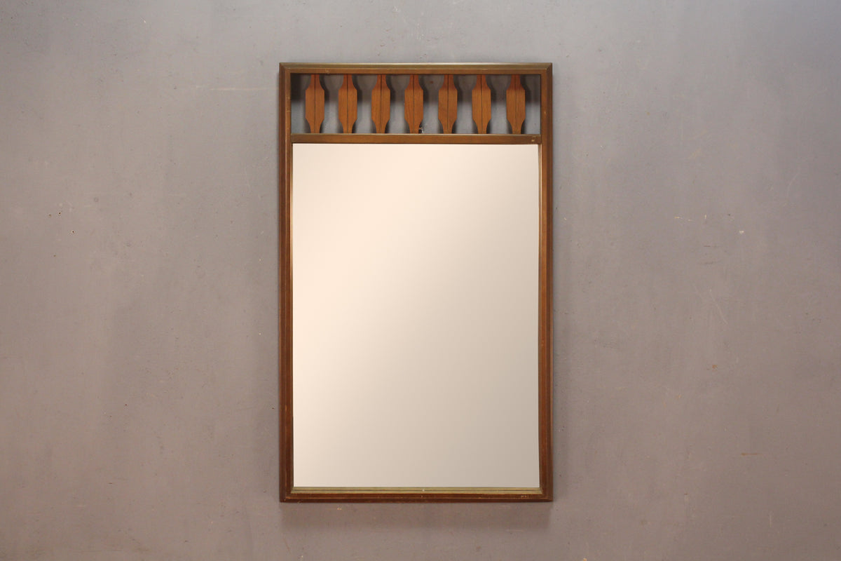 Mid Century Walnut Cutouts Mirror