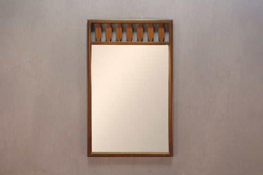 Mid Century Walnut Cutouts Mirror