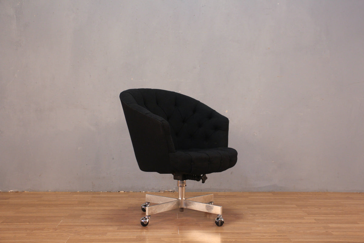Black Tufted Rolling Accent Chair - ONLINE ONLY