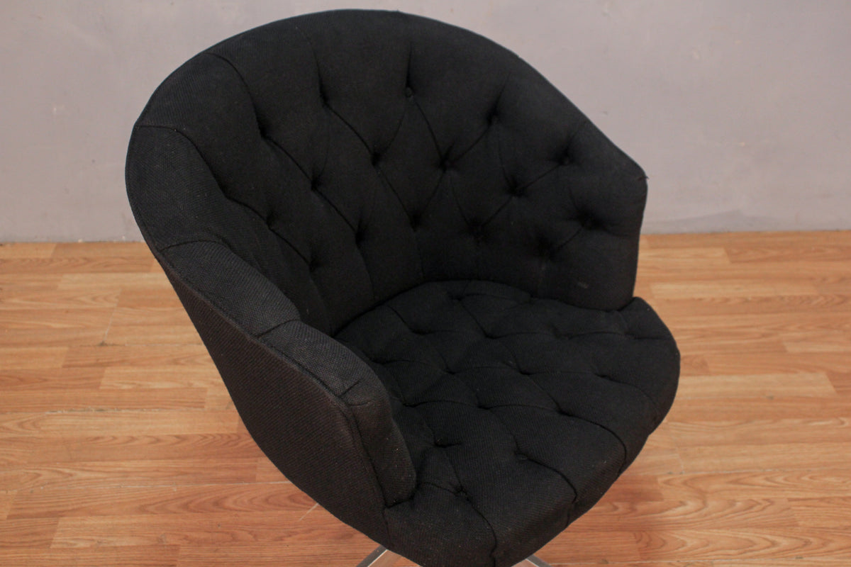 Black Tufted Rolling Accent Chair - ONLINE ONLY