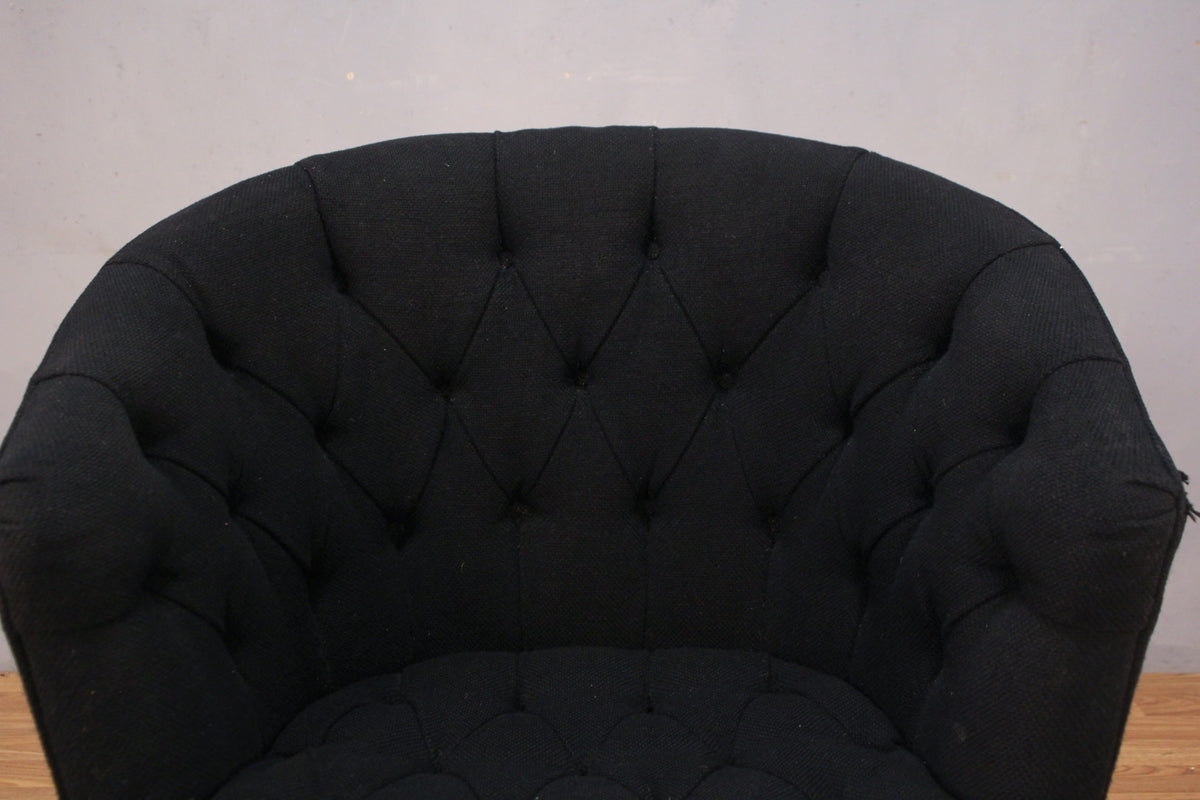 Black Tufted Rolling Accent Chair - ONLINE ONLY