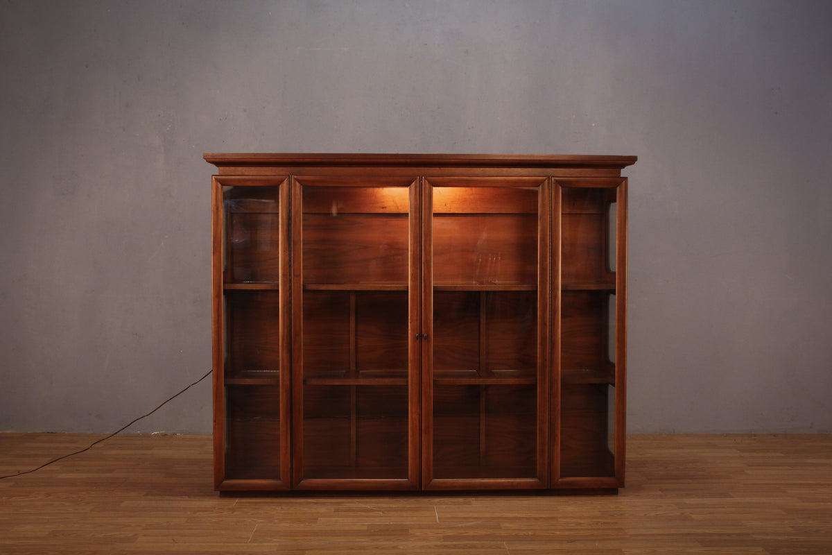 Walnut & Glass Illuminated Bookcase - ONLINE ONLY