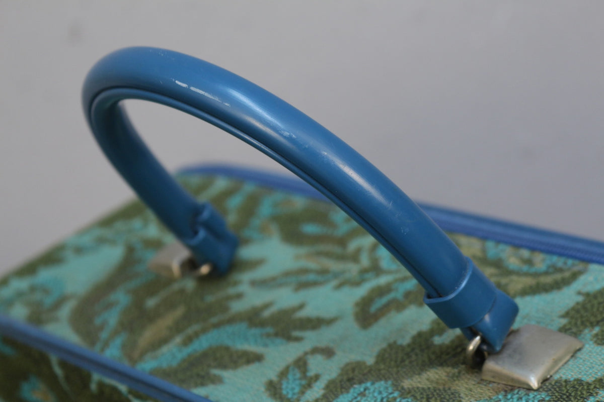 1960s Avon Teal Jacquard Suitcase