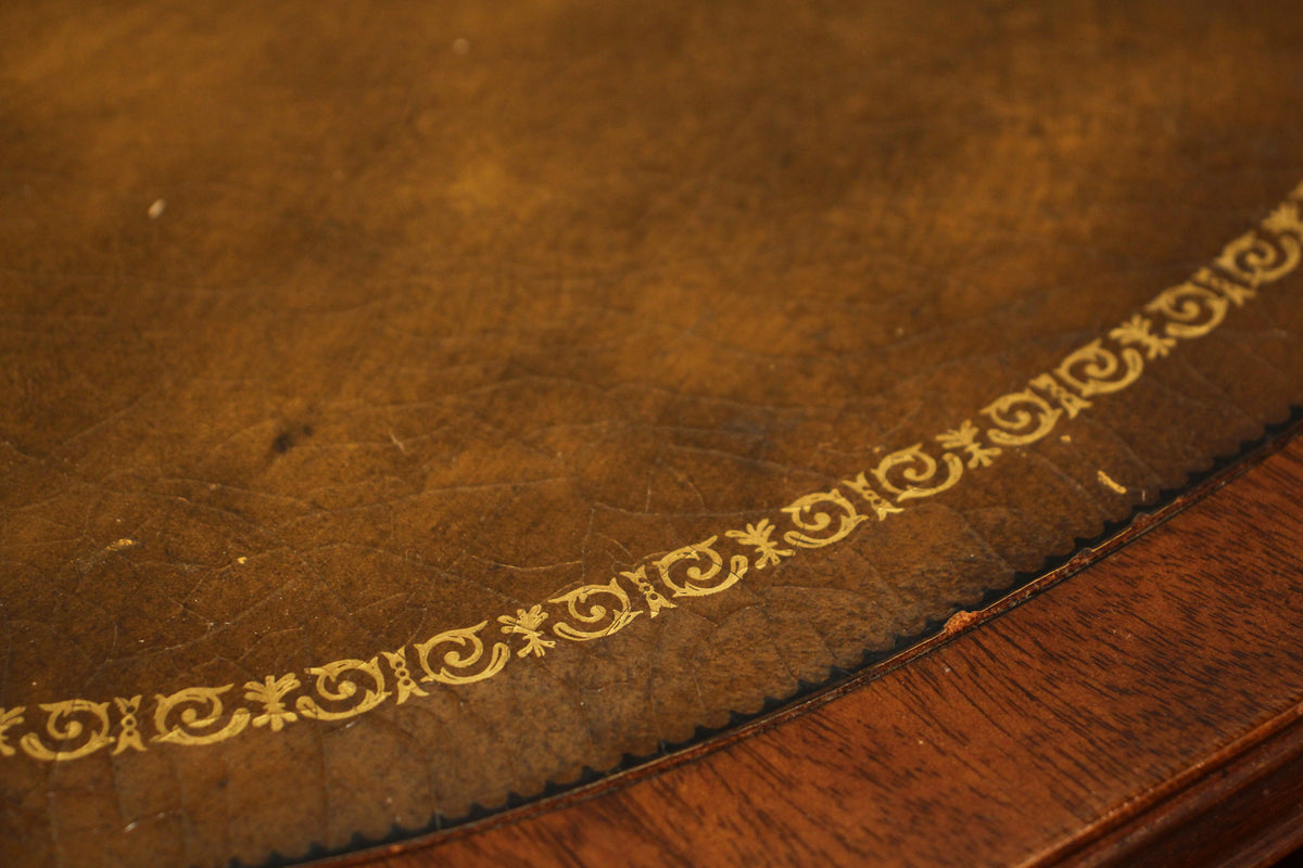 Mahogany Leather-Top Stepback Table