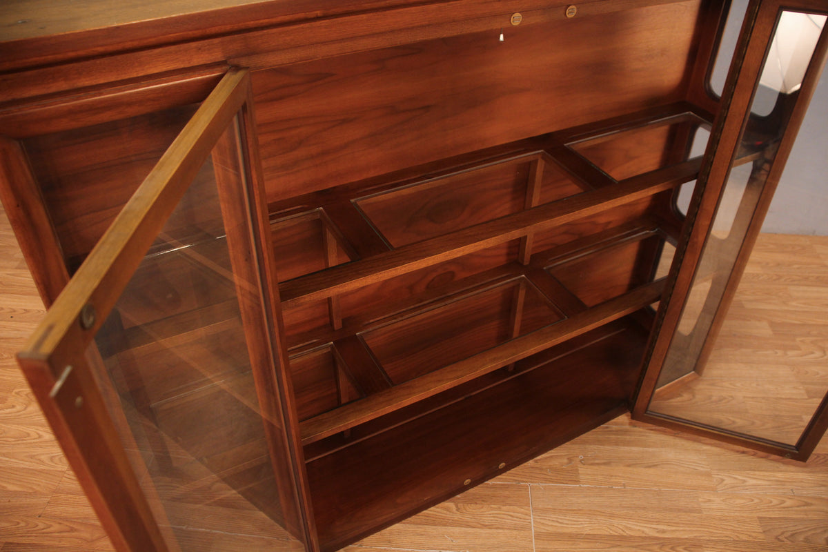 Walnut & Glass Illuminated Bookcase - ONLINE ONLY