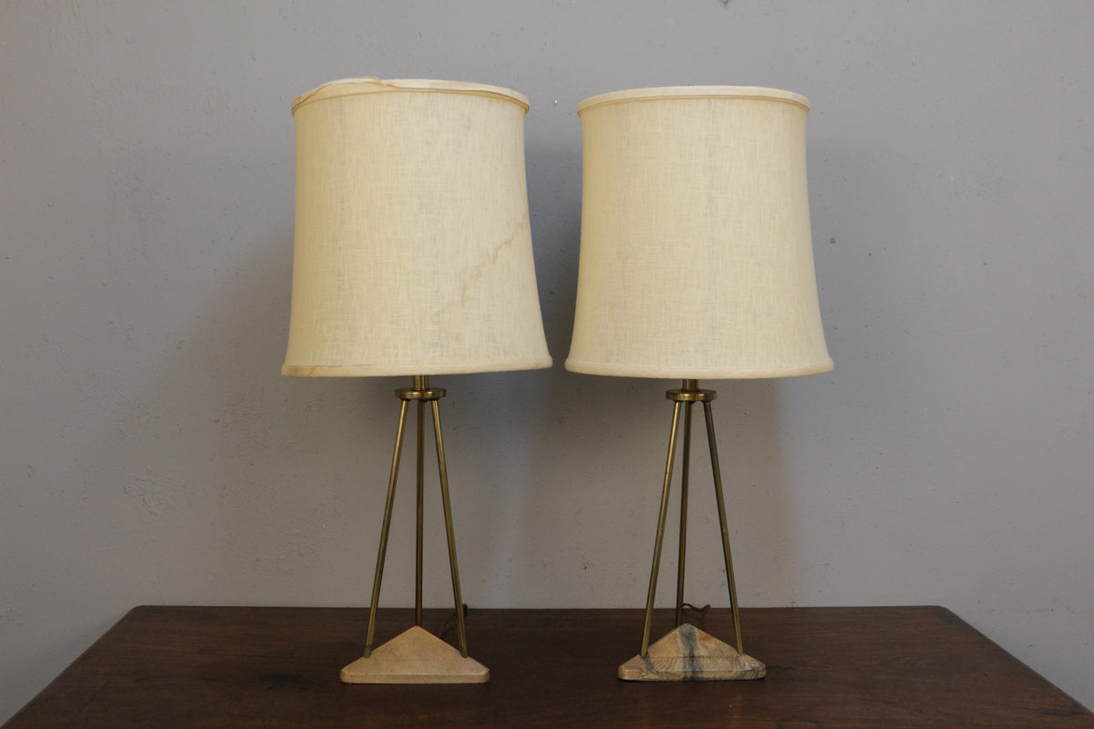 Wood & Brass Tripod Table Lamp