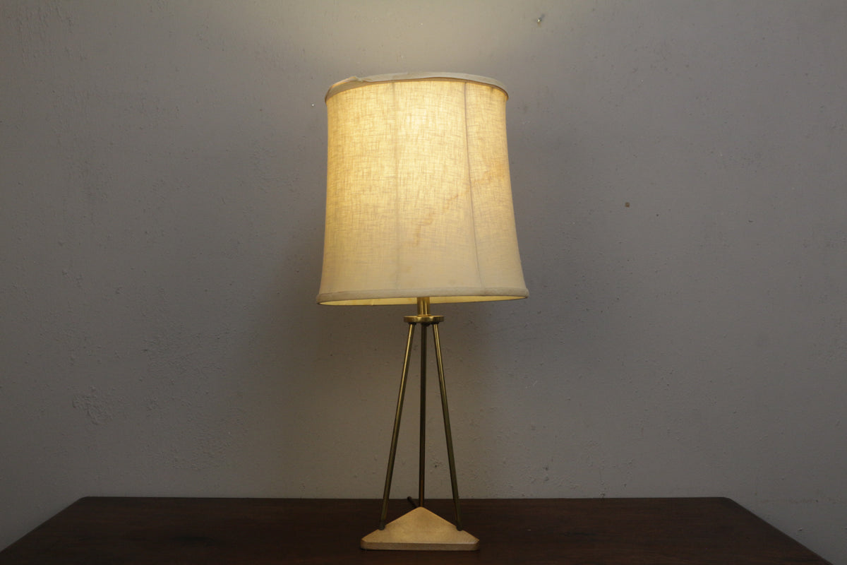 Wood & Brass Tripod Table Lamp