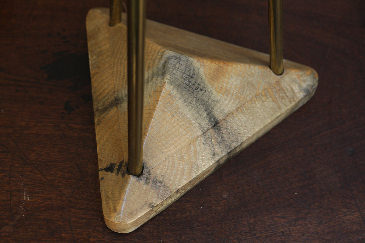 Wood & Brass Tripod Table Lamp