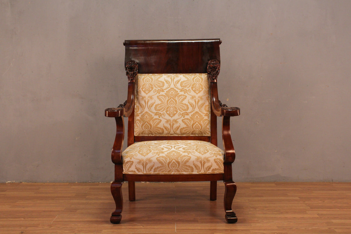 Carved Gold Damask Armchair