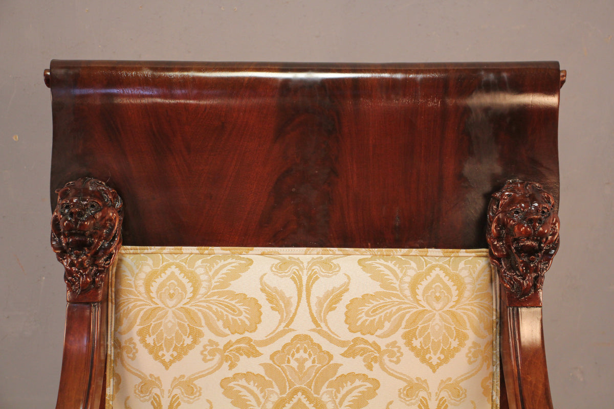 Carved Gold Damask Armchair