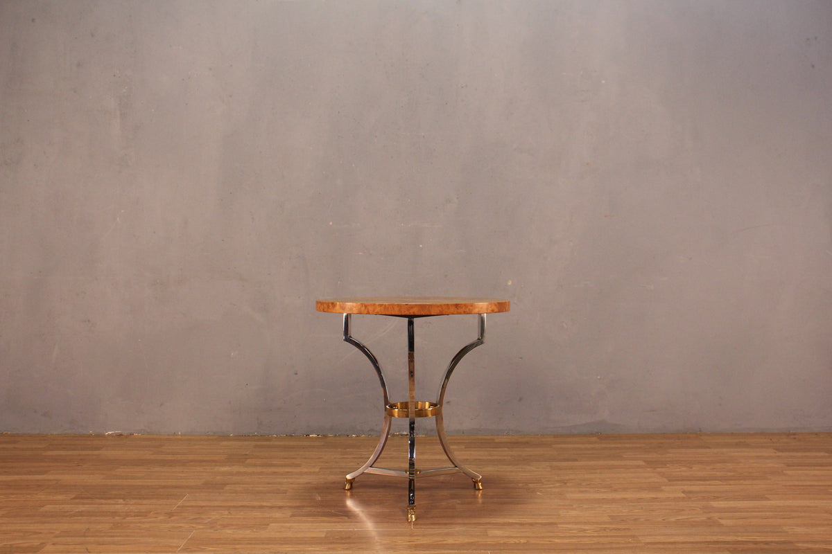 Hollywood Regency Burl & Brass-Hooved End Table