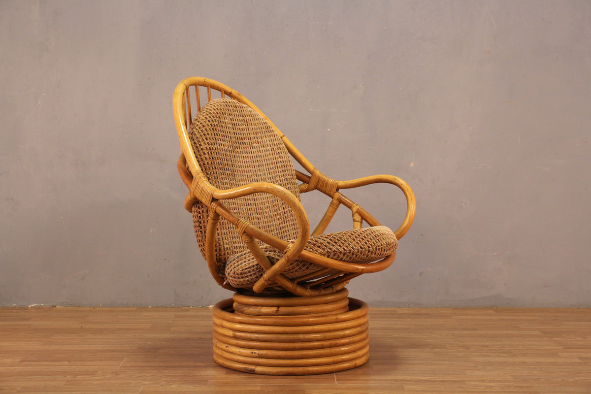 Bent Bamboo Swivel Lounge Chair