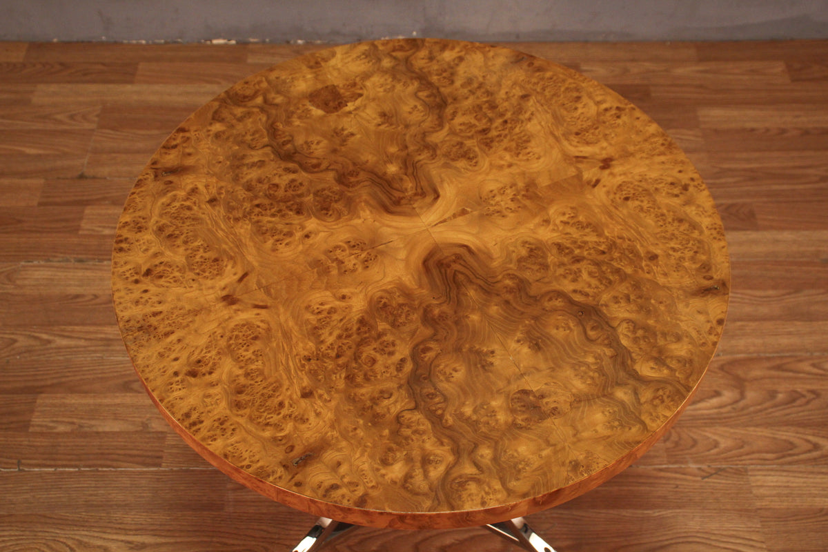 Hollywood Regency Burl & Brass-Hooved End Table