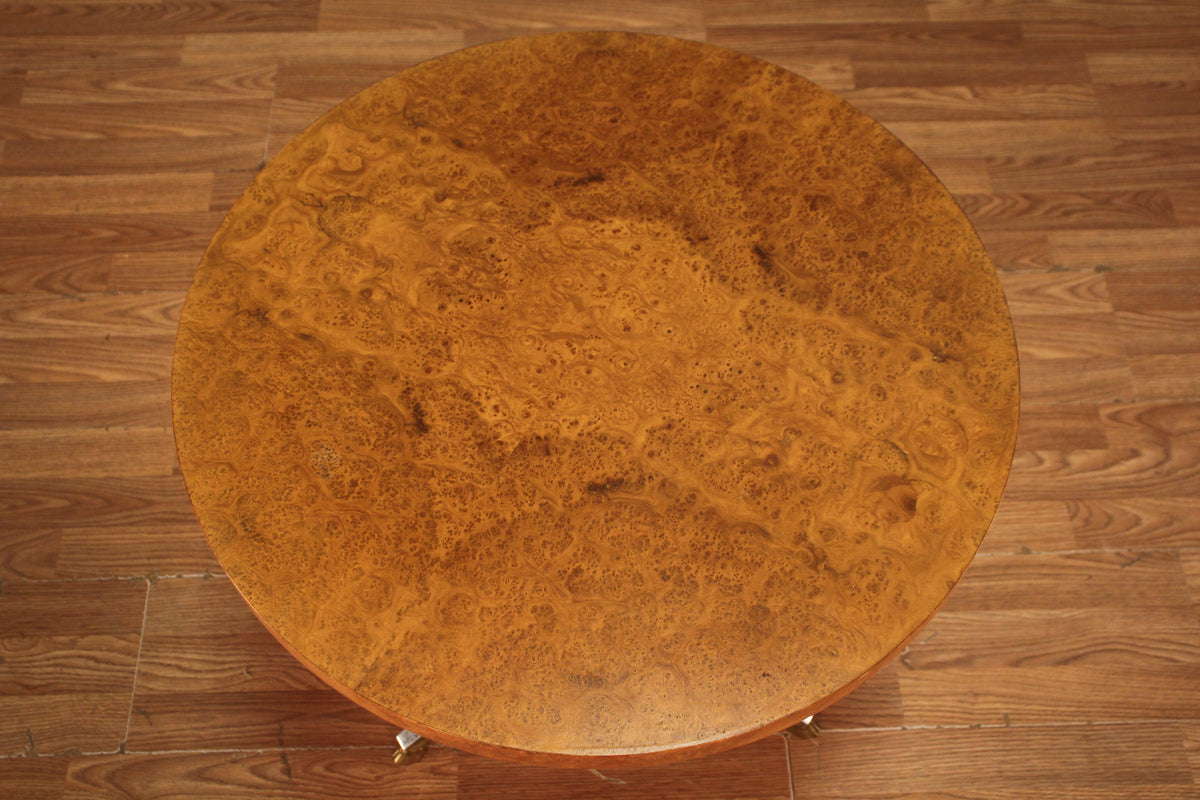 Hollywood Regency Burl & Brass-Hooved End Table