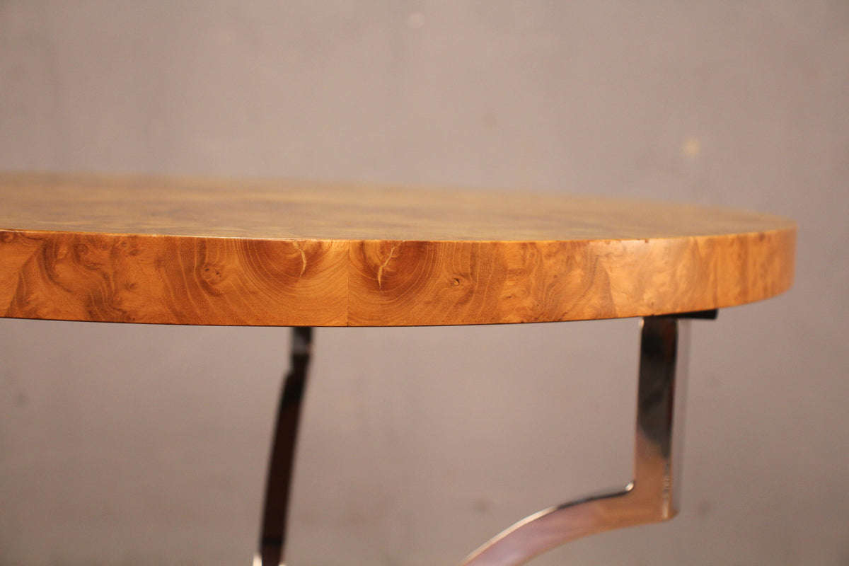 Hollywood Regency Burl & Brass-Hooved End Table