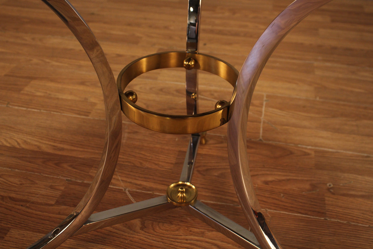 Hollywood Regency Burl & Brass-Hooved End Table