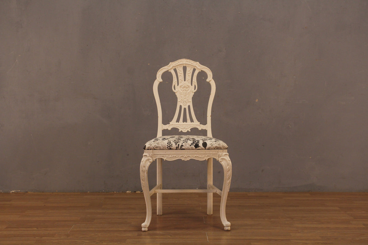 Ornate White & Botanical Side Chair