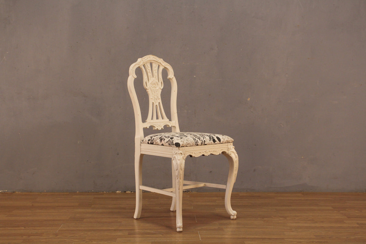 Ornate White & Botanical Side Chair