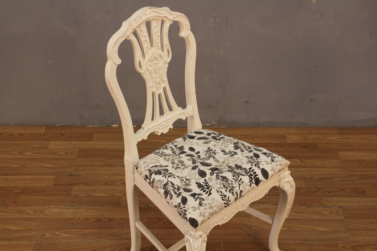Ornate White & Botanical Side Chair