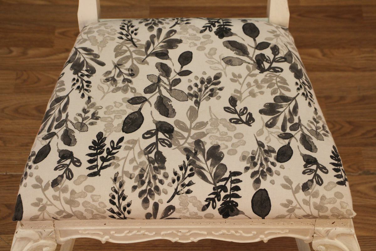 Ornate White & Botanical Side Chair