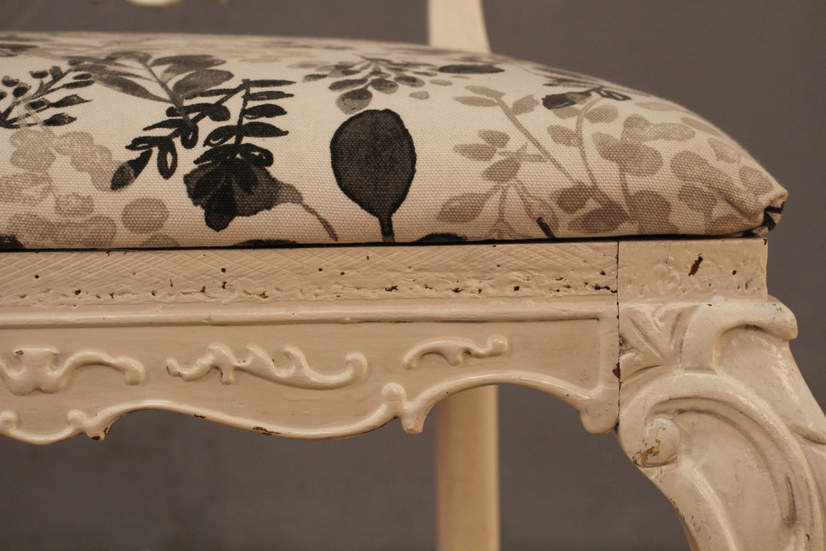 Ornate White & Botanical Side Chair