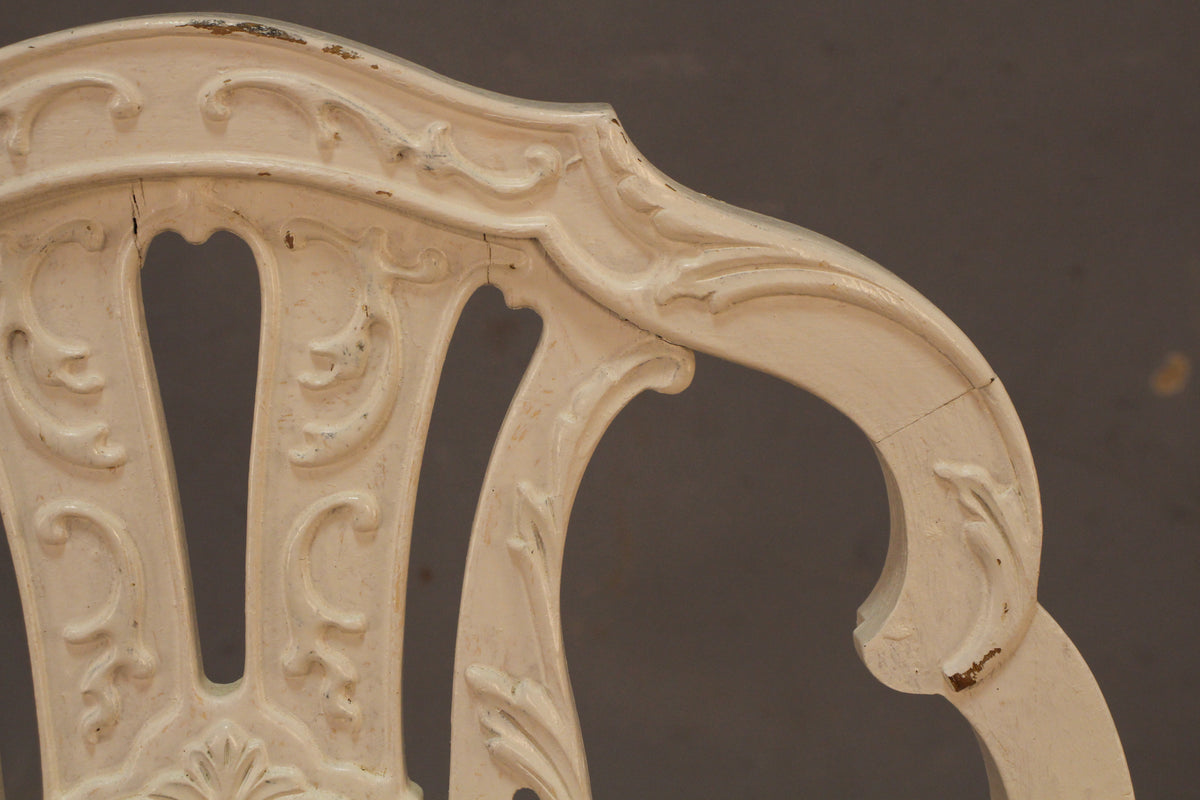 Ornate White & Botanical Side Chair