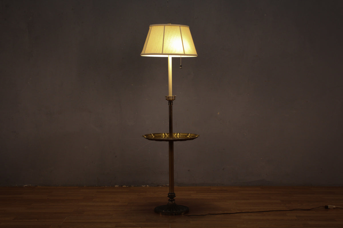 Elegant Brass Side Table Floor Lamp