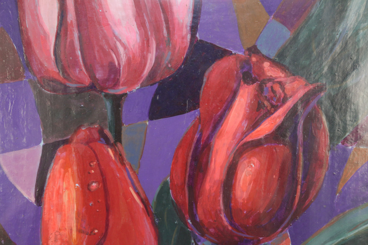 "Deco Tulips" 1985 Painting