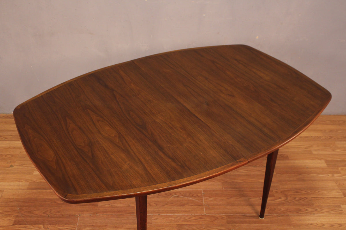 Mid Century Dark Teak Dining Table with 2 Leaves