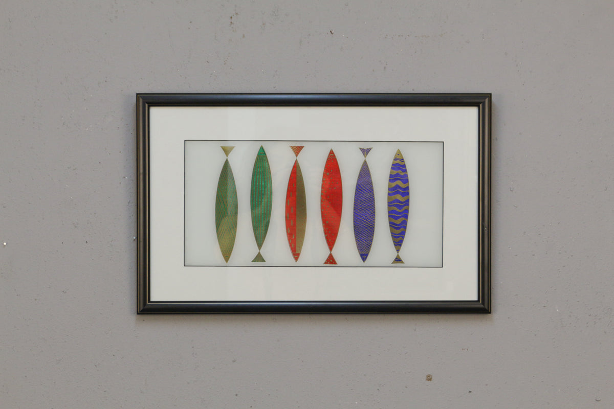 Mid Century Fred Press "Six Fish" Art